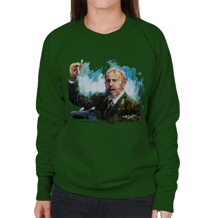 Sidney Maurer Original Portrait Of Fidel Castro Womens Sweatshirt - Womens Sweatshirt