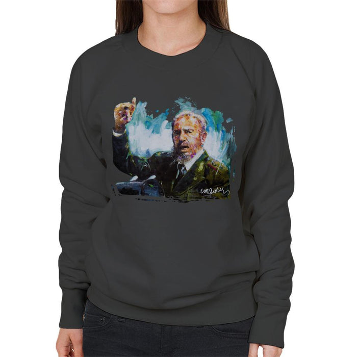 Sidney Maurer Original Portrait Of Fidel Castro Womens Sweatshirt - Womens Sweatshirt
