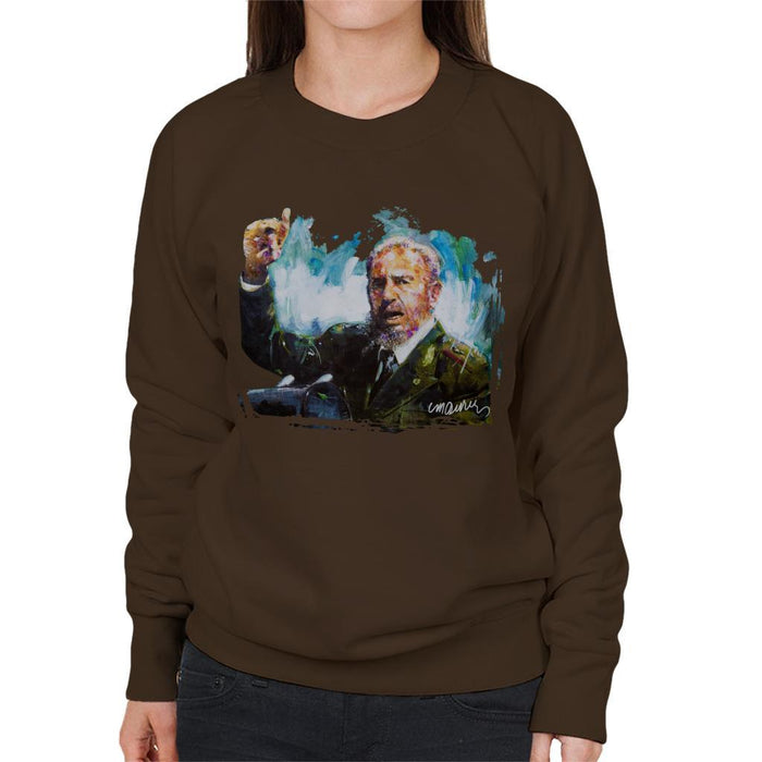 Sidney Maurer Original Portrait Of Fidel Castro Womens Sweatshirt - Womens Sweatshirt
