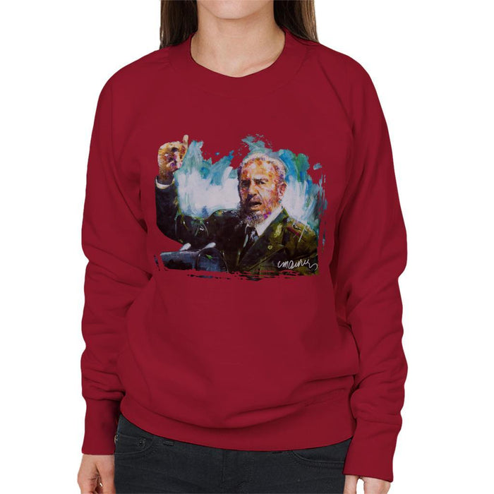 Sidney Maurer Original Portrait Of Fidel Castro Womens Sweatshirt - Womens Sweatshirt