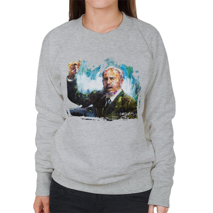 Sidney Maurer Original Portrait Of Fidel Castro Womens Sweatshirt - Womens Sweatshirt