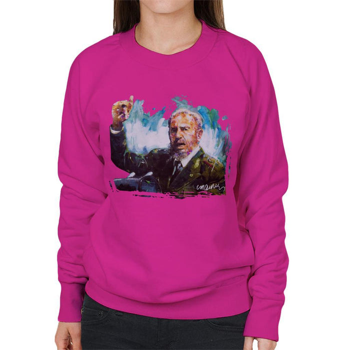 Sidney Maurer Original Portrait Of Fidel Castro Womens Sweatshirt - Womens Sweatshirt