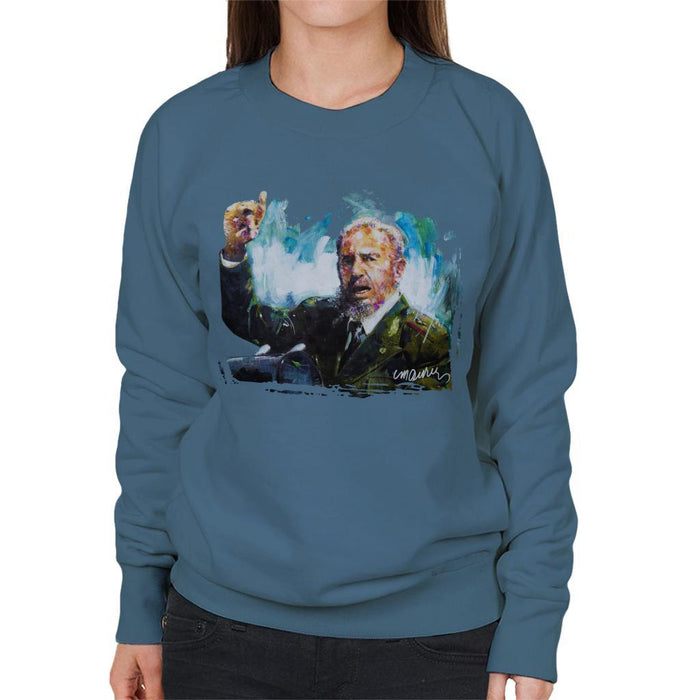 Sidney Maurer Original Portrait Of Fidel Castro Womens Sweatshirt - Womens Sweatshirt