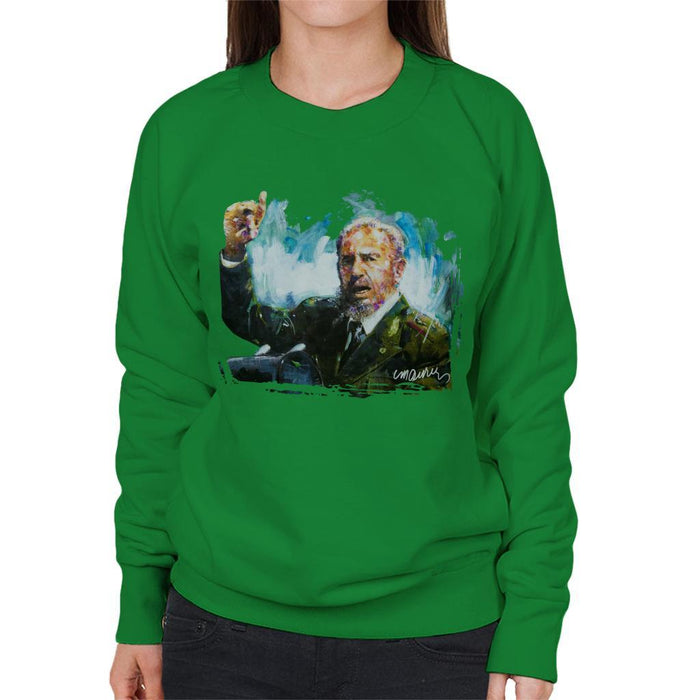 Sidney Maurer Original Portrait Of Fidel Castro Womens Sweatshirt - Womens Sweatshirt