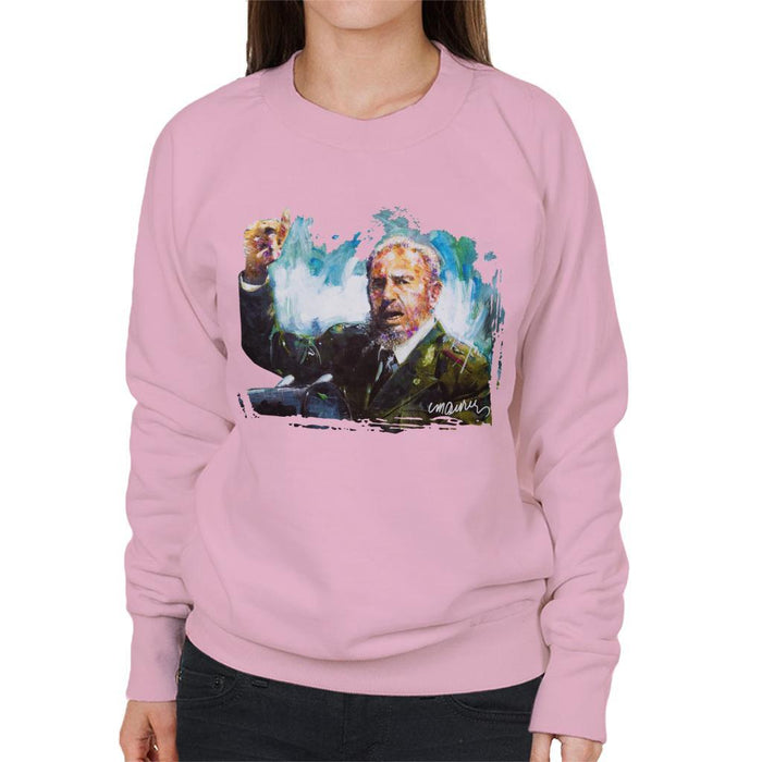 Sidney Maurer Original Portrait Of Fidel Castro Womens Sweatshirt - Womens Sweatshirt