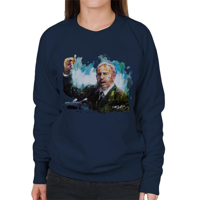 Sidney Maurer Original Portrait Of Fidel Castro Womens Sweatshirt - Womens Sweatshirt