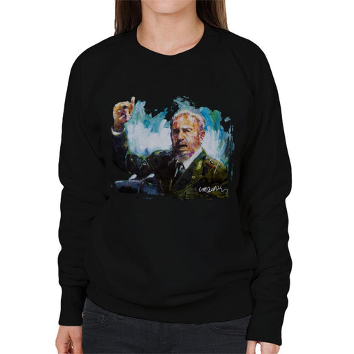 Sidney Maurer Original Portrait Of Fidel Castro Womens Sweatshirt - Womens Sweatshirt