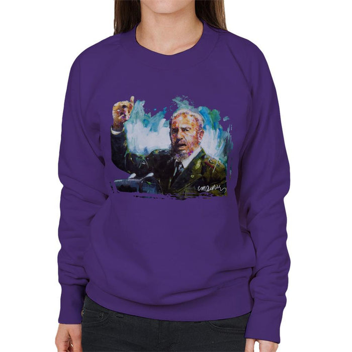 Sidney Maurer Original Portrait Of Fidel Castro Womens Sweatshirt - Womens Sweatshirt