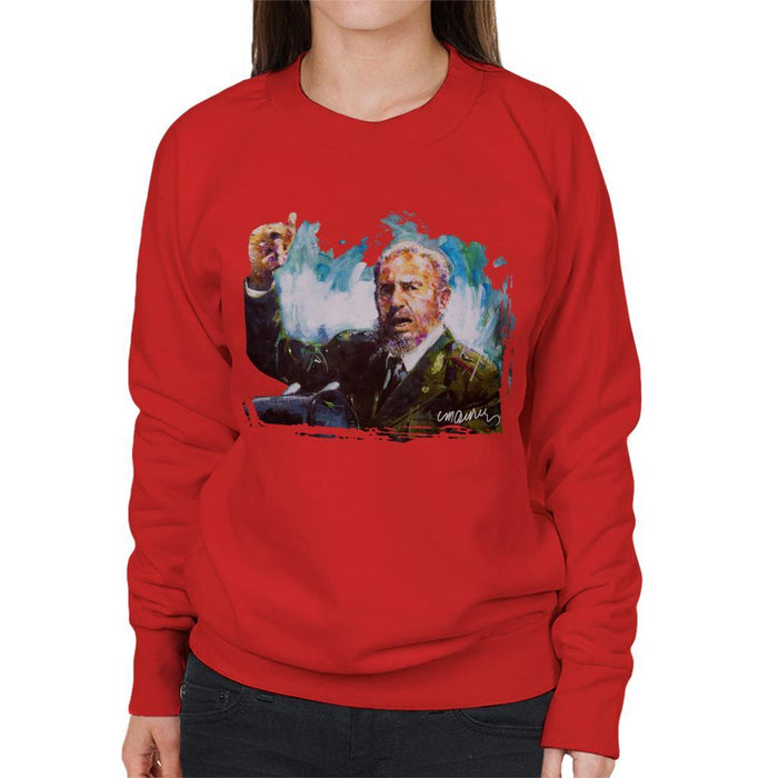 Sidney Maurer Original Portrait Of Fidel Castro Womens Sweatshirt - Womens Sweatshirt