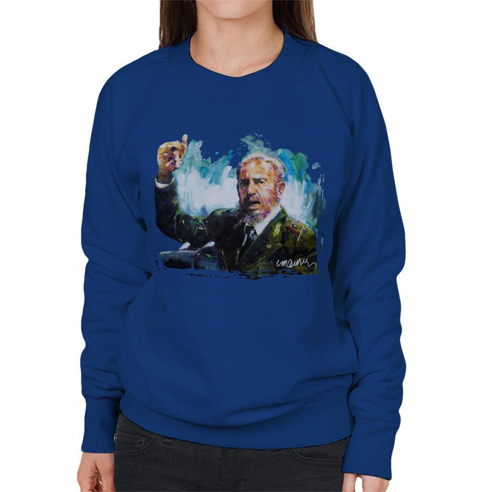 Sidney Maurer Original Portrait Of Fidel Castro Womens Sweatshirt - Womens Sweatshirt