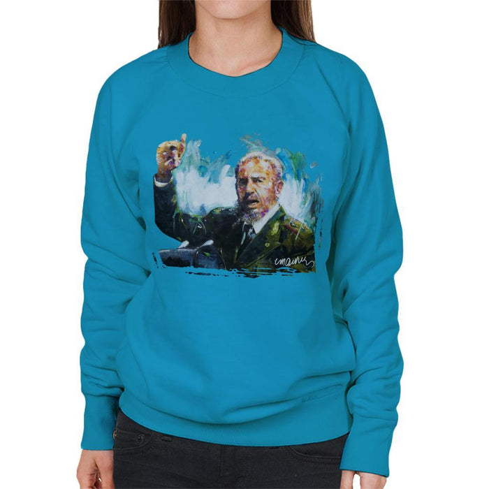 Sidney Maurer Original Portrait Of Fidel Castro Womens Sweatshirt - Womens Sweatshirt