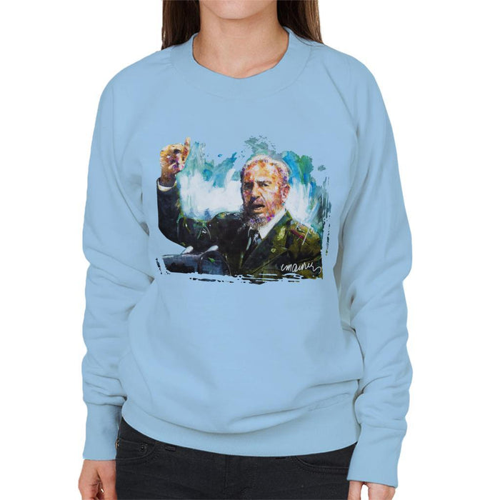 Sidney Maurer Original Portrait Of Fidel Castro Womens Sweatshirt - Womens Sweatshirt