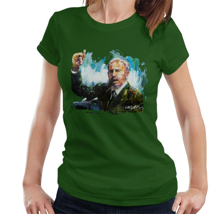 Sidney Maurer Original Portrait Of Fidel Castro Womens T-Shirt - Womens T-Shirt