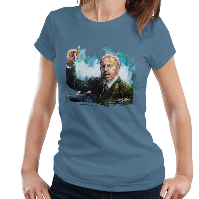Sidney Maurer Original Portrait Of Fidel Castro Womens T-Shirt - Womens T-Shirt