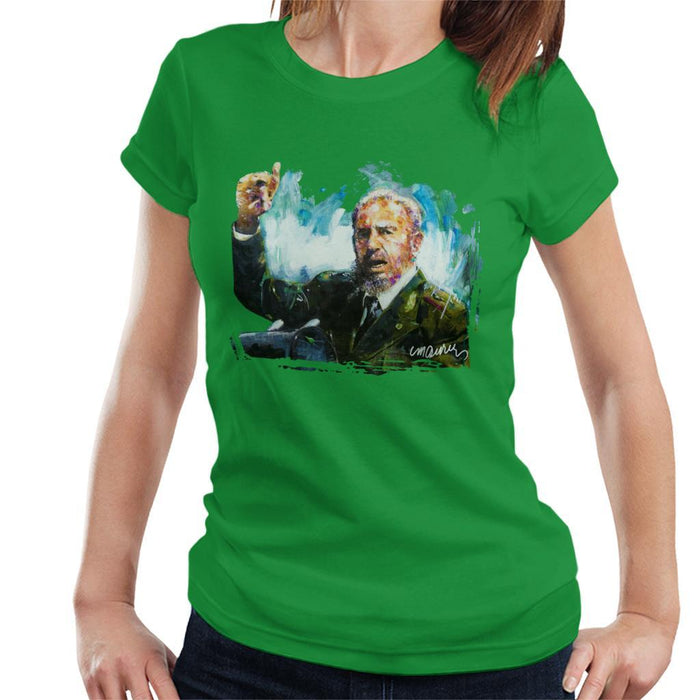 Sidney Maurer Original Portrait Of Fidel Castro Womens T-Shirt - Womens T-Shirt