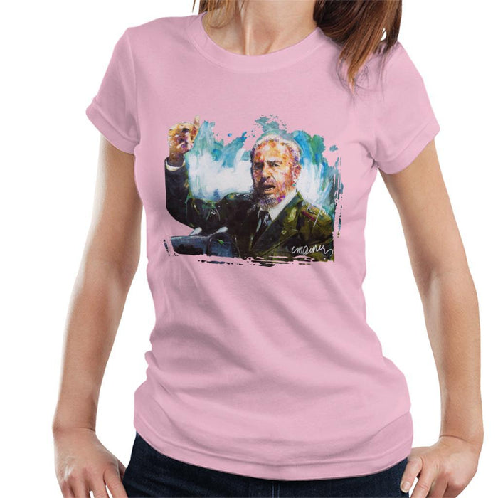 Sidney Maurer Original Portrait Of Fidel Castro Womens T-Shirt - Womens T-Shirt
