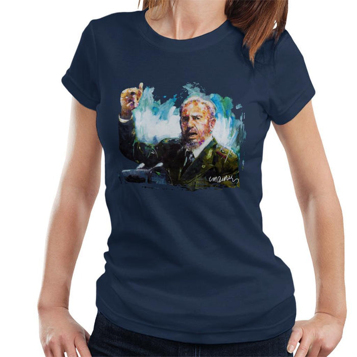 Sidney Maurer Original Portrait Of Fidel Castro Womens T-Shirt - Womens T-Shirt