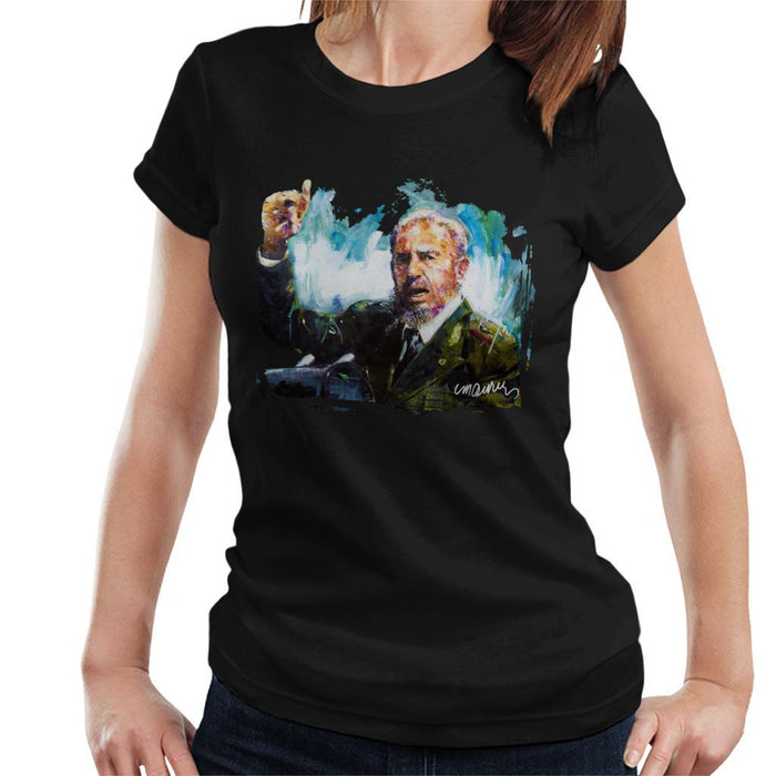 Sidney Maurer Original Portrait Of Fidel Castro Womens T-Shirt - Womens T-Shirt