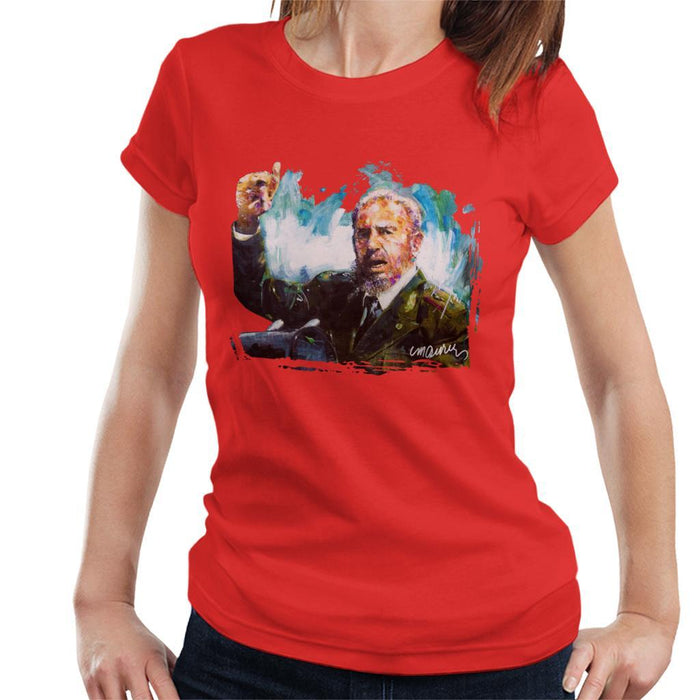 Sidney Maurer Original Portrait Of Fidel Castro Womens T-Shirt - Womens T-Shirt