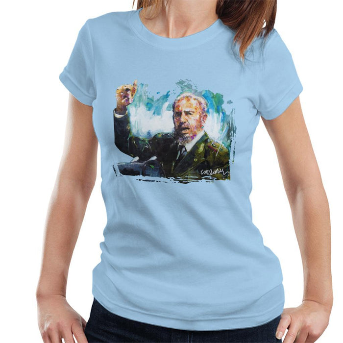 Sidney Maurer Original Portrait Of Fidel Castro Womens T-Shirt - Womens T-Shirt