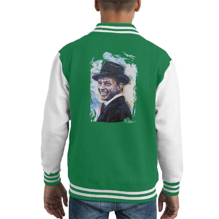 Sidney Maurer Original Portrait Of Frank Sinatra Hat Kids Varsity Jacket - Kids Boys Varsity Jacket