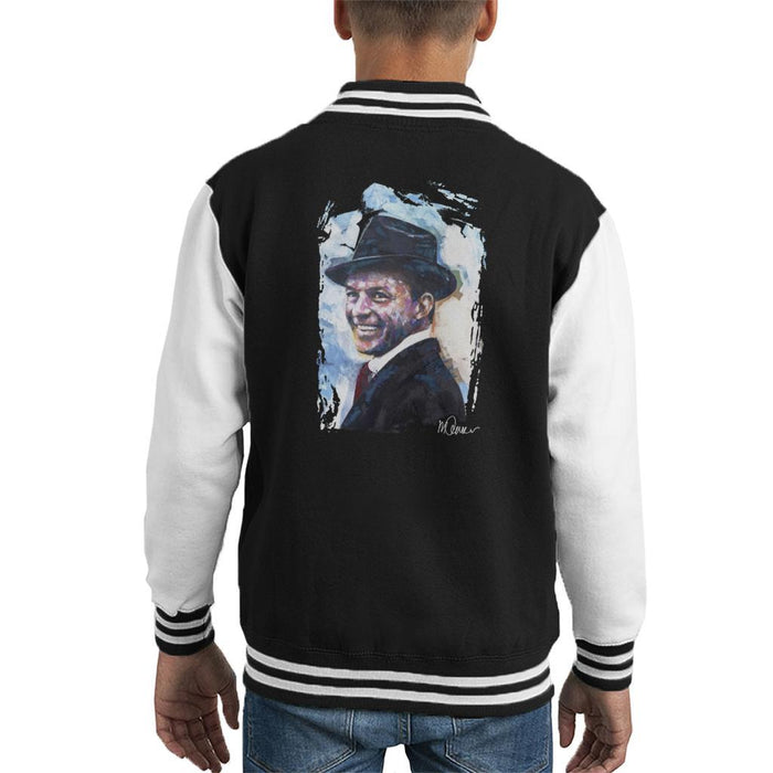 Sidney Maurer Original Portrait Of Frank Sinatra Hat Kids Varsity Jacket - Kids Boys Varsity Jacket