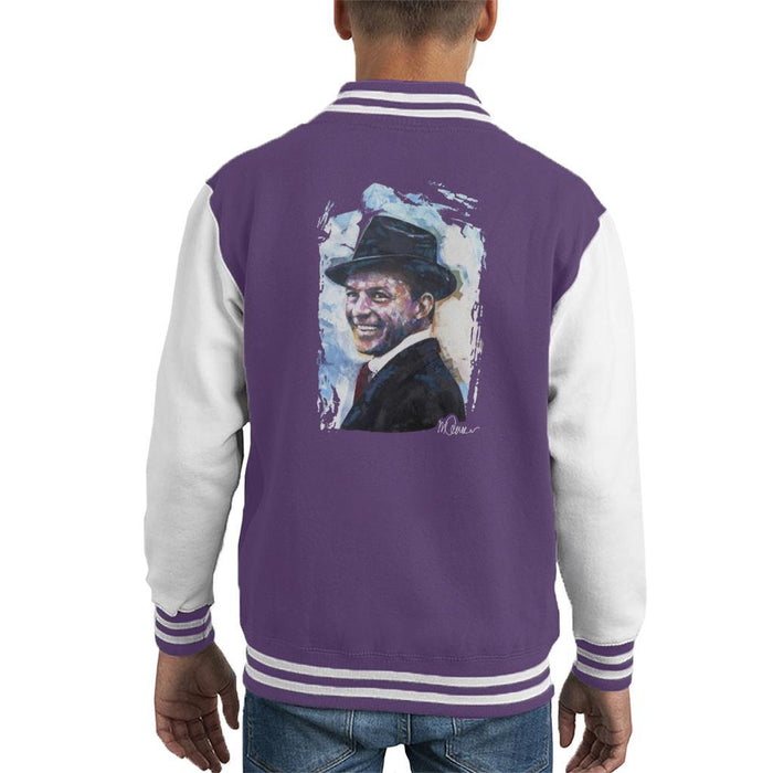 Sidney Maurer Original Portrait Of Frank Sinatra Hat Kids Varsity Jacket - Kids Boys Varsity Jacket
