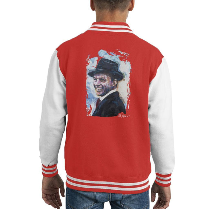 Sidney Maurer Original Portrait Of Frank Sinatra Hat Kids Varsity Jacket - Kids Boys Varsity Jacket