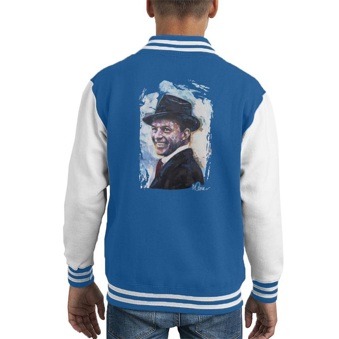 Sidney Maurer Original Portrait Of Frank Sinatra Hat Kids Varsity Jacket - Kids Boys Varsity Jacket