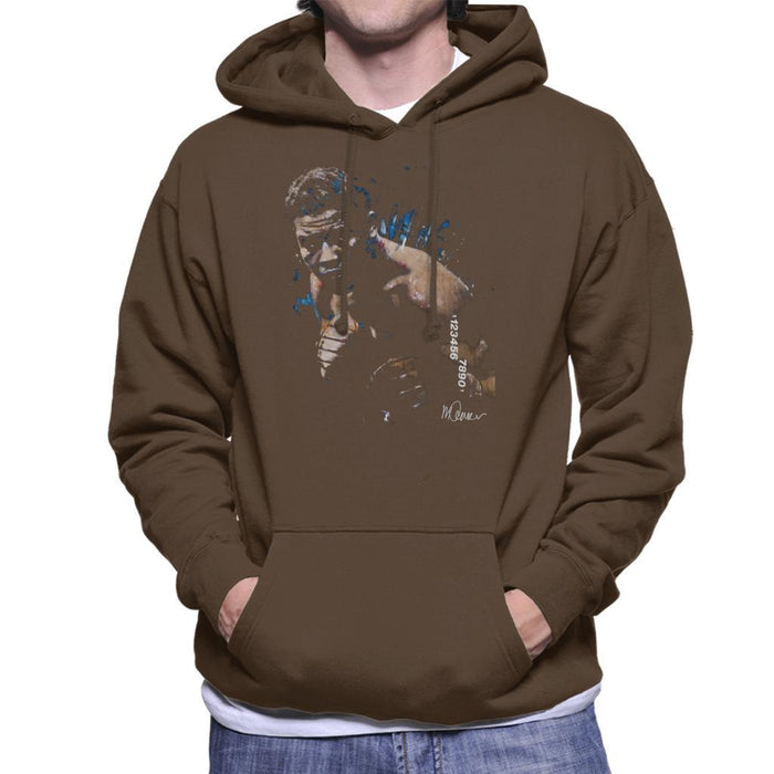 Sidney Maurer Original Portrait Of Joe Louis Mens Hooded Sweatshirt - Small / Chocolate - Mens Hooded Sweatshirt