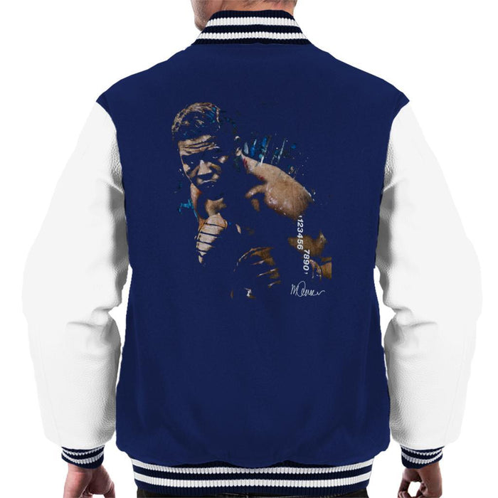 Sidney Maurer Original Portrait Of Joe Louis Mens Varsity Jacket - Small / Navy/White - Mens Varsity Jacket