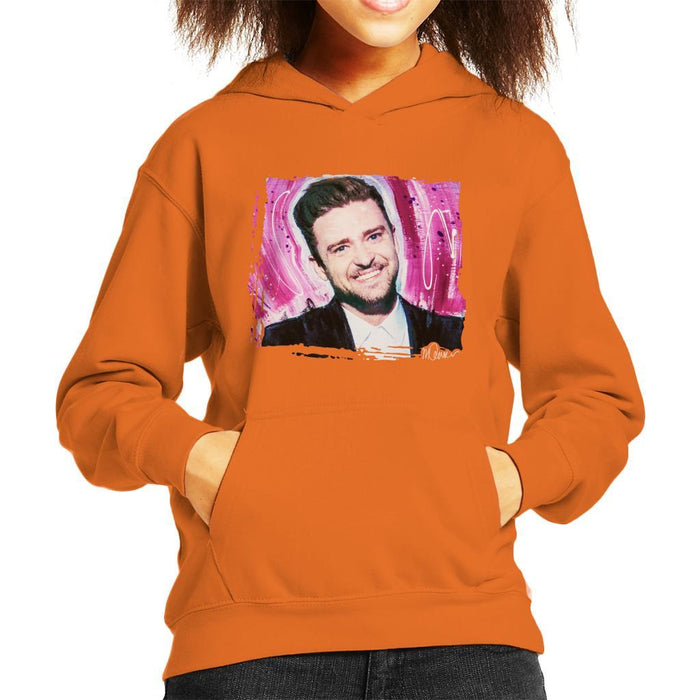 Sidney Maurer Original Portrait Of Justin Timberlake Smile Kids Hooded Sweatshirt - Kids Boys Hooded Sweatshirt