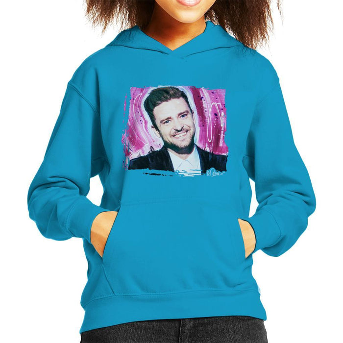 Sidney Maurer Original Portrait Of Justin Timberlake Smile Kids Hooded Sweatshirt - Kids Boys Hooded Sweatshirt