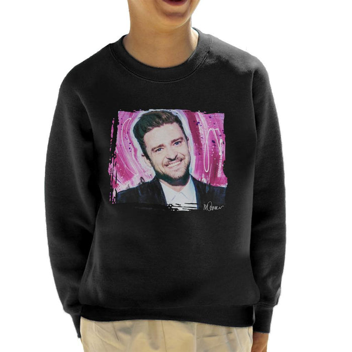 Sidney Maurer Original Portrait Of Justin Timberlake Smile Kids Sweatshirt - Kids Boys Sweatshirt