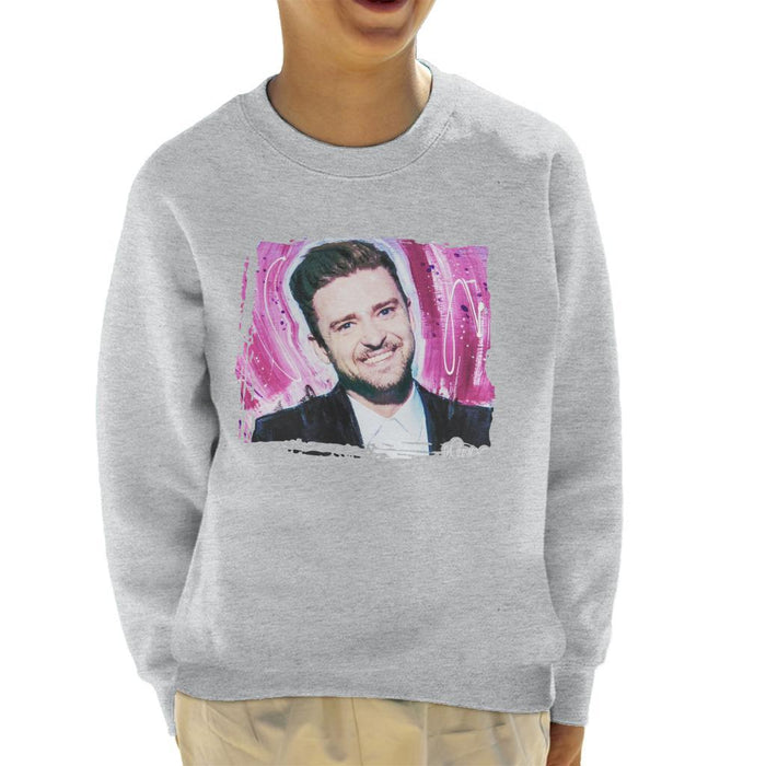 Sidney Maurer Original Portrait Of Justin Timberlake Smile Kids Sweatshirt - Kids Boys Sweatshirt