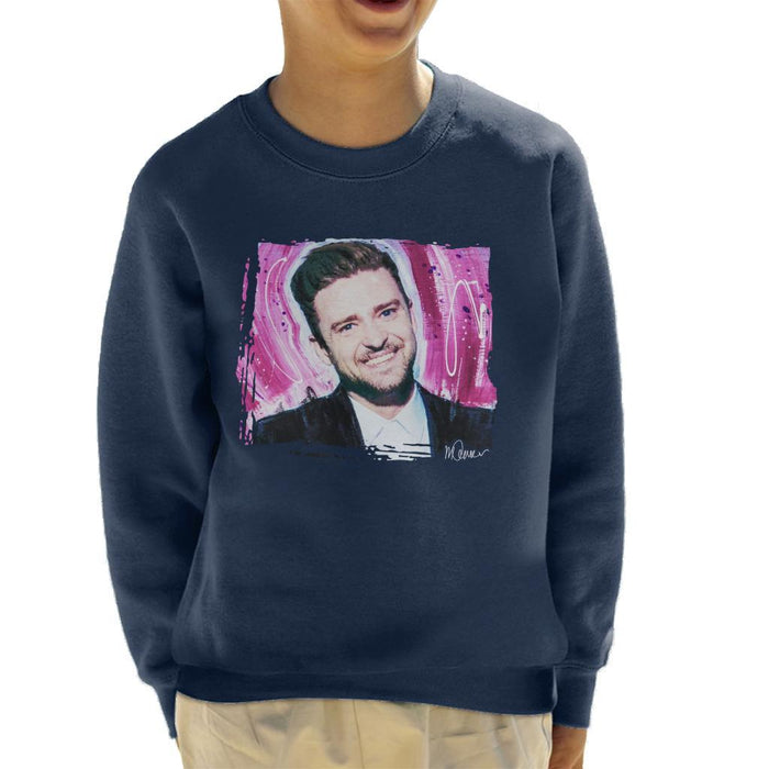 Sidney Maurer Original Portrait Of Justin Timberlake Smile Kids Sweatshirt - Kids Boys Sweatshirt