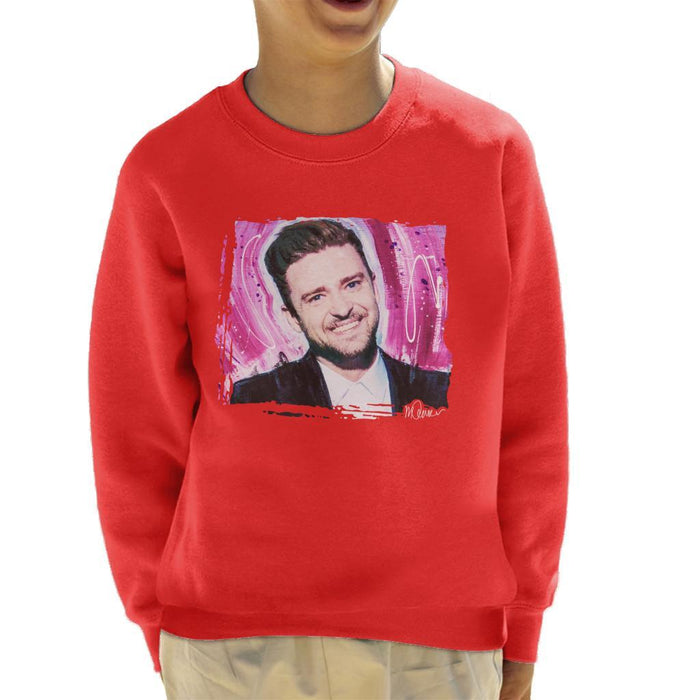 Sidney Maurer Original Portrait Of Justin Timberlake Smile Kids Sweatshirt - Kids Boys Sweatshirt