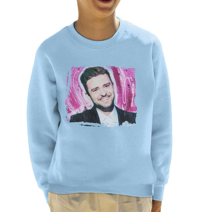 Sidney Maurer Original Portrait Of Justin Timberlake Smile Kids Sweatshirt - Kids Boys Sweatshirt