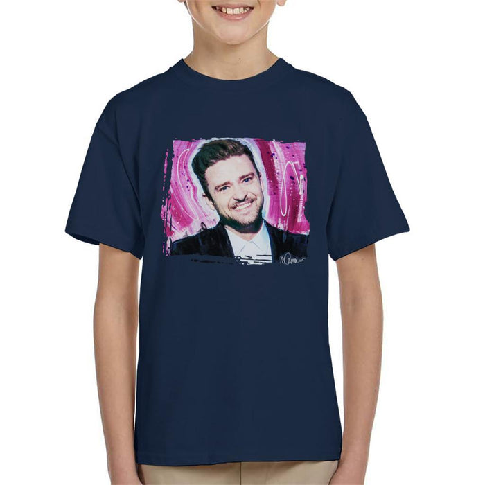Sidney Maurer Original Portrait Of Justin Timberlake Smile Kids T-Shirt - Kids Boys T-Shirt
