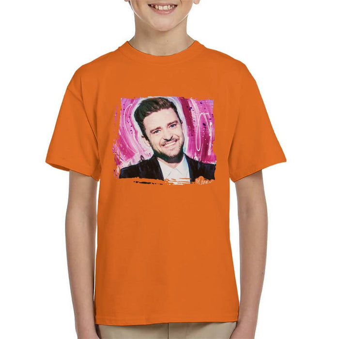 Sidney Maurer Original Portrait Of Justin Timberlake Smile Kids T-Shirt - Kids Boys T-Shirt