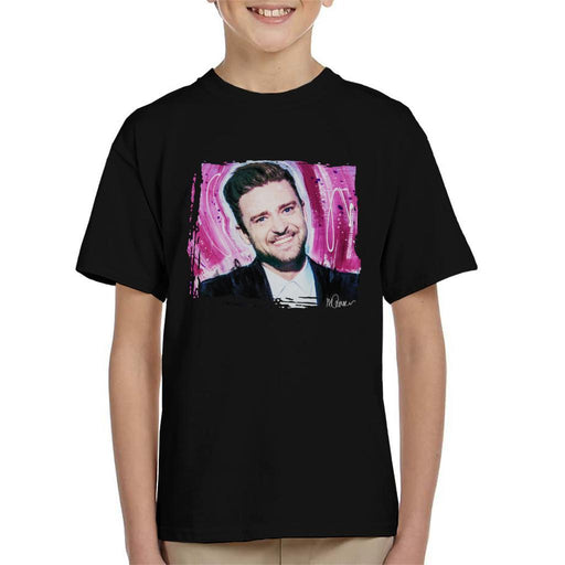 Sidney Maurer Original Portrait Of Justin Timberlake Smile Kids T-Shirt - Kids Boys T-Shirt