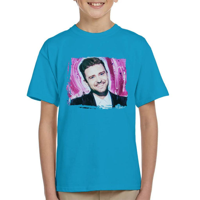 Sidney Maurer Original Portrait Of Justin Timberlake Smile Kids T-Shirt - Kids Boys T-Shirt