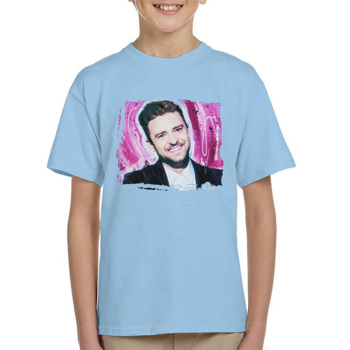 Sidney Maurer Original Portrait Of Justin Timberlake Smile Kids T-Shirt - Kids Boys T-Shirt