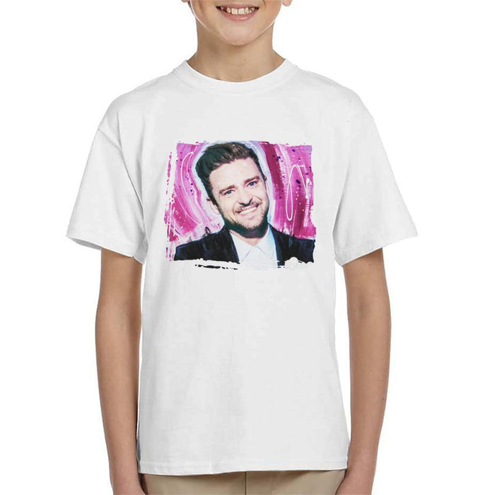 Sidney Maurer Original Portrait Of Justin Timberlake Smile Kids T-Shirt - Kids Boys T-Shirt