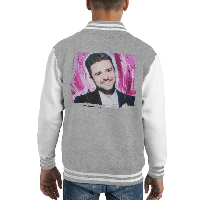 Sidney Maurer Original Portrait Of Justin Timberlake Smile Kids Varsity Jacket - Kids Boys Varsity Jacket