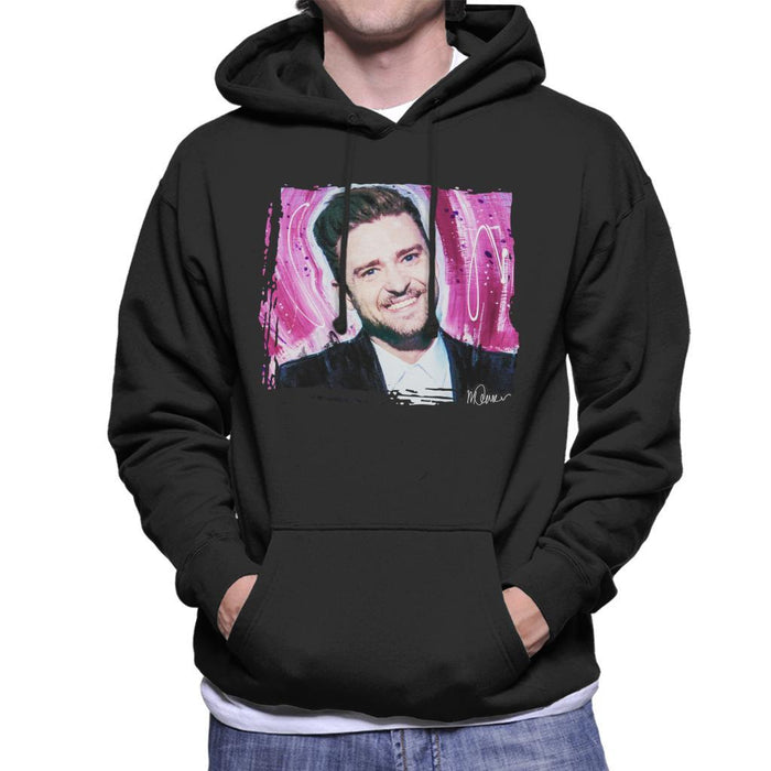 Sidney Maurer Original Portrait Of Justin Timberlake Smile Mens Hooded Sweatshirt - Mens Hooded Sweatshirt