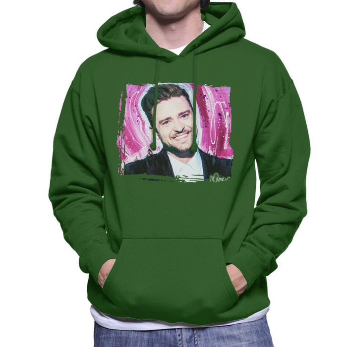 Sidney Maurer Original Portrait Of Justin Timberlake Smile Mens Hooded Sweatshirt - Mens Hooded Sweatshirt