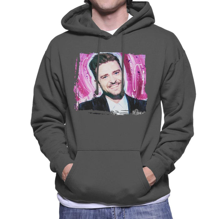 Sidney Maurer Original Portrait Of Justin Timberlake Smile Mens Hooded Sweatshirt - Mens Hooded Sweatshirt