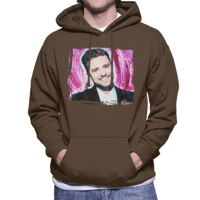 Sidney Maurer Original Portrait Of Justin Timberlake Smile Mens Hooded Sweatshirt - Mens Hooded Sweatshirt