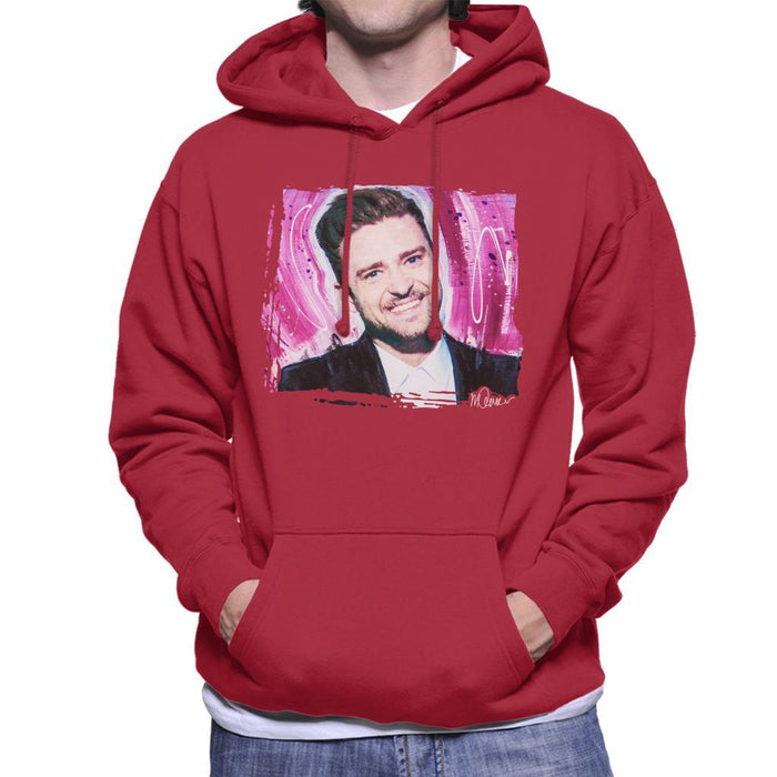 Sidney Maurer Original Portrait Of Justin Timberlake Smile Mens Hooded Sweatshirt - Mens Hooded Sweatshirt